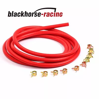$10.02 • Buy 10 Feet Red 15/32 /12mm Silicone Vacuum Hose + 10 Pc 17mm Spring Clip Clamps