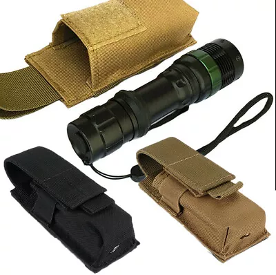 Tactical Molle Flashlight Pouch Military Hunting Magazine Holster Pack Knife Bag • $8.09