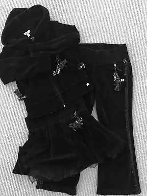 MISS GRANT Girls BLACK VELOUR  HOODIE/SKIRT/PANTS Sz 5A  • $55