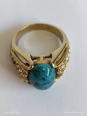Russian Gold Ring Very Beautiful Contains A Blue Agate Stone A Beautiful Gift • £12.05