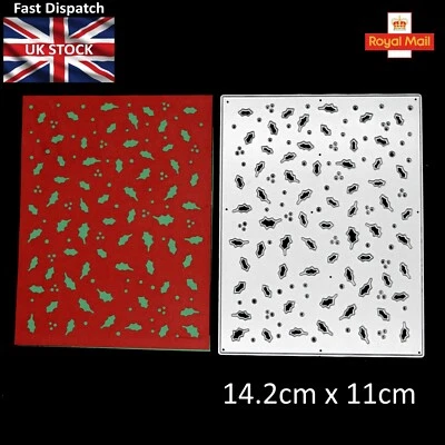 £8.04 • Buy Christmas Holly Background Metal Cutting Die, Card Making, Scrapbooking H1