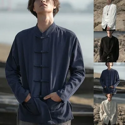 Traditional Chinese Kung Fu Tai Chi Coat Jacket Clothing For Men Long Sleeve • £21.25