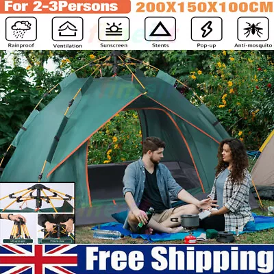 3-4 Man Full Automatic Instant Pop Up Camping Tent Family Outdoor.Hiking Shelter • £21.49