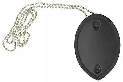 Clip-On Leather Shield Style Badge Holder Pocket Belt Clip Neck Chain Marshal • $13.99