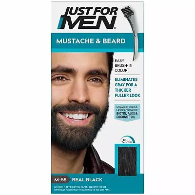 $8.99 • Buy Just For Men Mustache & Beard Coloring For Gray Hair, M-55 Real Black