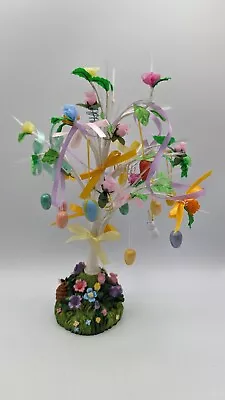 VTG Fiber Optic Light Up Easter Tree 14  Colorful Spring W/ Ornaments And Bows • $21