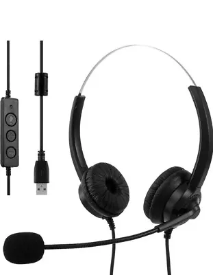 £32.99 • Buy USB Headset Microphone Noise Canceling 2.5m Length Stereo PC Headset Skype Etc 