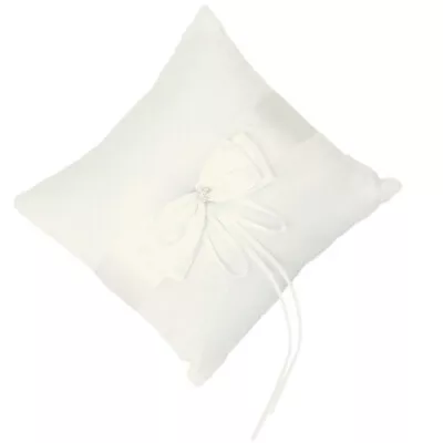  10*10cm Wedding Ceremony Ring Bearer Pillow Cushion With Satin Double Bowknot • £8.96