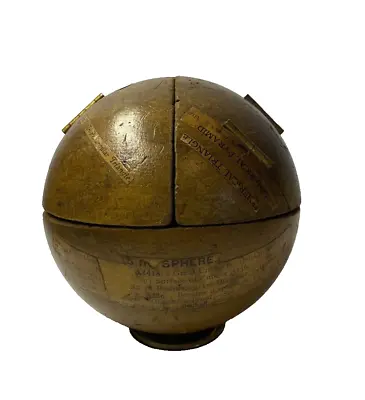 Antique Wooden Sphere Geometric Shape Classroom Model • $675