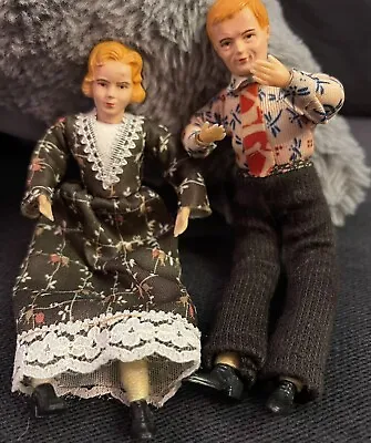 Vintage Concord Caco Dollhouse Miniatures Doll Woman & Man Set Of 2 • $40