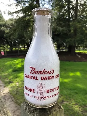 Bordens Capital Dairy Sacramento California Quart Milk Bottle Cali Cal Ca • $25