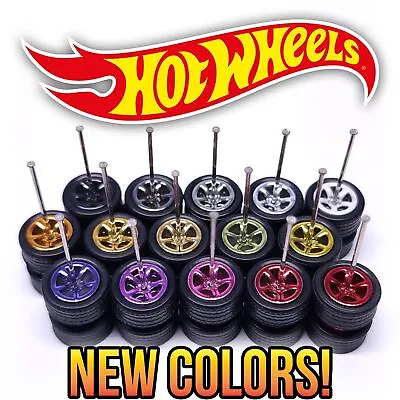 1/64 Scale 5 SPOKE V3 Real Rider Wheels And Tires Set For Custom Hot Wheels • $3.99