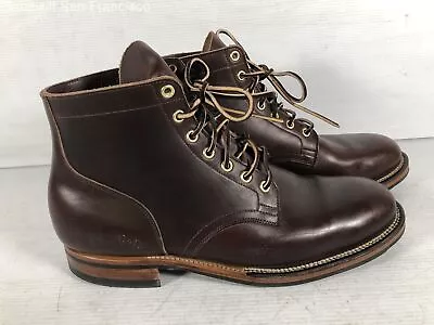 Viberg Mens 2030 Brown Leather Round Toe Lace Up Ankle Service Boots Size 10 • $330