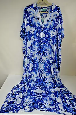 Antica Sartoria 2023 Blue & White Kaleidoscope Long Mumu/kaftan/dress One Size • $41.99