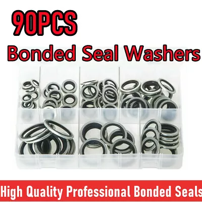 90Pcs Bonded Seal Washers Dowty Washers Zinc Plated Assorted Set Kit UK • £8.79