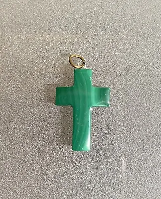 Vintage Malachite Green Cross Pendant • $15