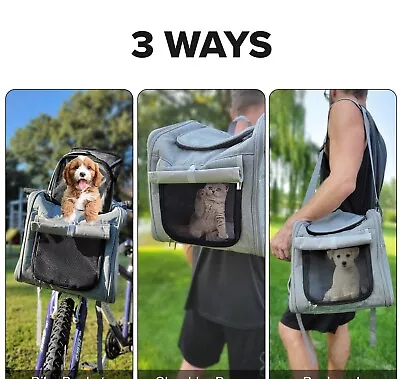 Pet Carrier Bicycle Basket Bag Pet Carrier Backpack Carrier Soft-Sided With Mesh • $45.99