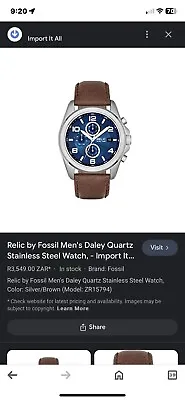 Relic By Fossil Men’s Daley Casual Watch New With Tags  Box And Papers . • $40