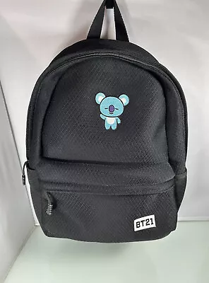 BT21 Black Nylon Mesh Medium Backpack - Line Friends Book Bag - KOYA Blue Koala • $35.95