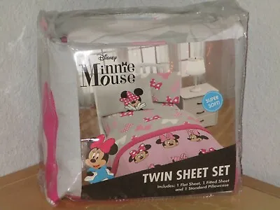 Disney Minnie Mouse Pink White Faces Twin Sheet Set Brand New In Package • $29.50