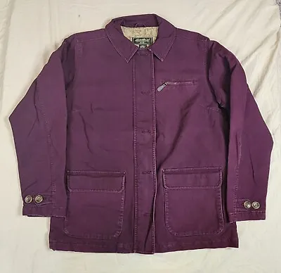 Eddie Bauer Button Chore Barn Coat Plum Purple Outdoor Active Women's M Long VTG • $20.99