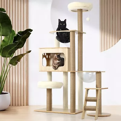 Alopet Cat Tree Tower Scratching Post Scratcher Cats Condo House Bed Wood 142cm • $119.90