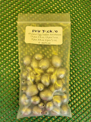 48 Count Lead Egg Slip Sinkers Assorted Sizes Free Shipping • $11.94