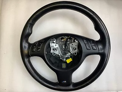 BMW E39 525 530 540 E46 M Sport Steering Wheel Multifunction Black Leather OEM ✅ • $269