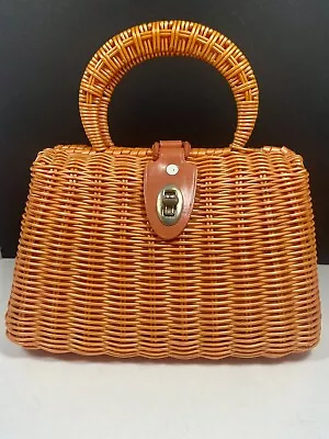 VTG Dayne Taylor Basket Weave Wicker  Orange Purse Hong Kong • $30