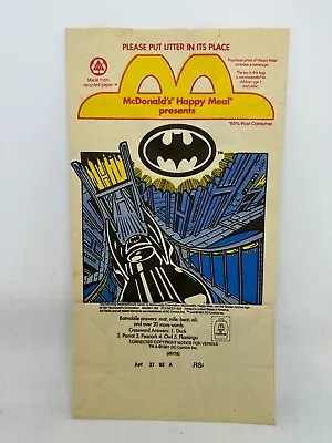 1991 McDonalds Batman Returns Happy Meal Bag Original  • $12