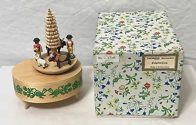 Vintage Swiss Edelweiss Hand Carved Wood Ergebirge Music Box Switzerand Thorens • $99.99