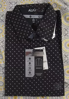 Alfani Alfa Tech Men's Stretch Shadow Box Print Shirt Black 15-15.5 32/33 • $34.99