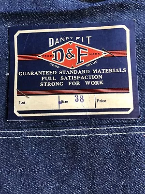 Super Rare Vintage Dandy Fit Workwear Denim Deadstock Overalls 1940’s • $1200