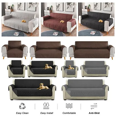 2023 1/2/3 Seater Pet Sofa Protector Cover Quilted Couch Covers Lounge Slipcover • $11.99