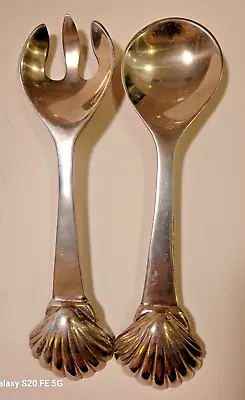 Mariposa Brilliant Aluminum Clam Sea Shell Salad/Serving Spoon & Fork 1993-NWOT • $27.50