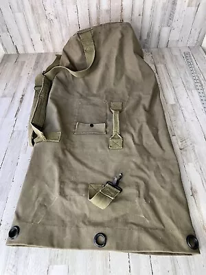 Vintage US Army Olive Green Canvas Duffle Bag Sea Bag Backpack Military • $23.88