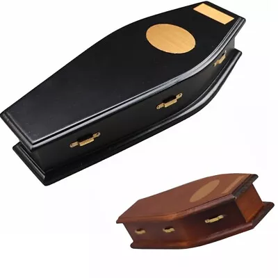 1/12 DollHouse Miniature Furniture Casket Ornament Wooden Coffin Props Decor • $17.38