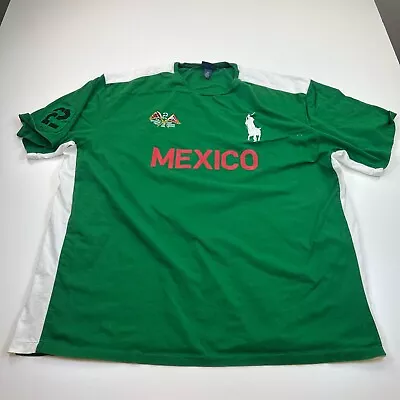 Vintage Polo Ralph Lauren Mexico Shirt Mens 3XB Big Green Big Pony Team Shirt • $49.99