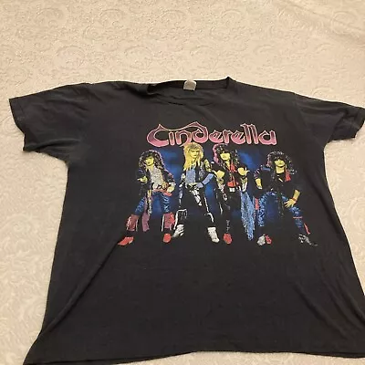 Vintage CINDERELLA Shirt Mens Large Night Songs World Tour 1986 Metal ORIGINAL • $95