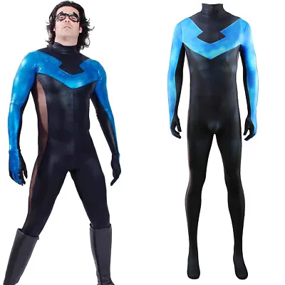 Titans The Batman Nightwing Robin Jumpsuit Superhero Adult Kids Bodysuit Costume • $71.50