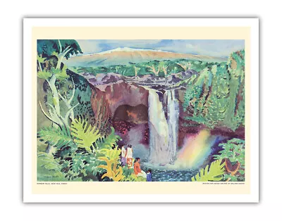 Rainbow Falls Hilo Hawai’i - Vintage United Air Lines Travel Poster 1952 • $19.98