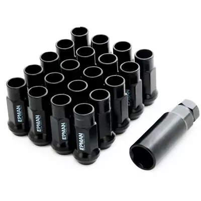 V48 M12X1.5 20PCS Billet Acorn Rim Extended Open End Wheel Racing Lug Nuts Black • $38.99