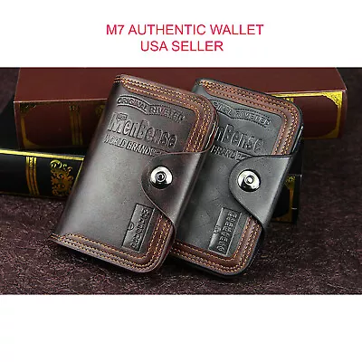 Mens Men's S4 Retro Leather Vertical Section Credit Card Holder Wallet With Hasp • $9.95