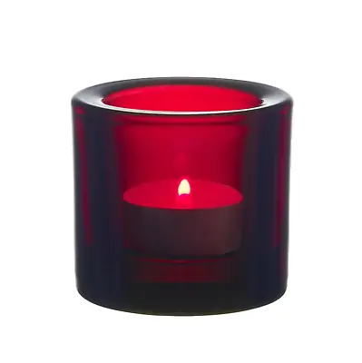 IITTALA GLASS  KIVI  Candle Holder Or Votive FINLAND MARIMEKKO  Cranberry /red  • $79.99
