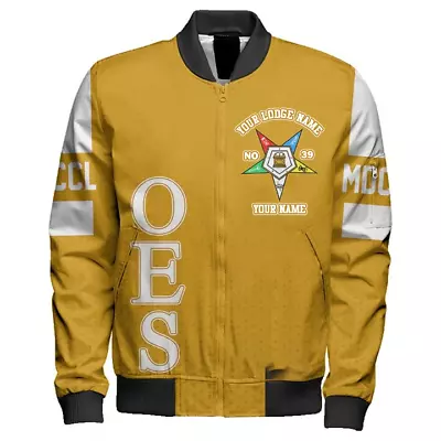 Custom Name MCM Order Of The Eastern Star Yellow 3D Bomber Jacket S-5XL • $46.59