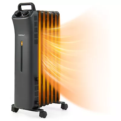 $79.98 • Buy 1500W Oil Filled Space Heater Electric Heater W/Adjustable Thermostat