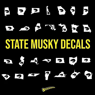 Custom State Musky Fishing Vinyl Transfer Decal  Sticker Cars Trucks Boats Kayak • $2.99