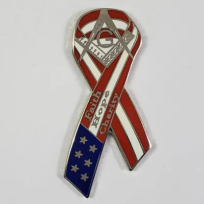 Masonic Square & Compasses US Flag Ribbon Lapel Pin Mason (SCA-2046) Freemason • $7.49