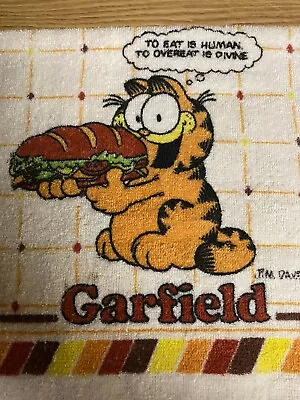 Vintage Garfield The Cat Hand Towel Cannon USA  24” X 15” Kitchen Decor JimDavis • $14.29