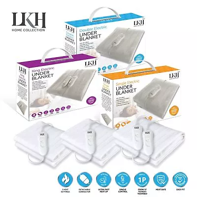 Electric Heated Under Blanket 3 Heat Settings Fast Heat Up Comfort Control • £16.75
